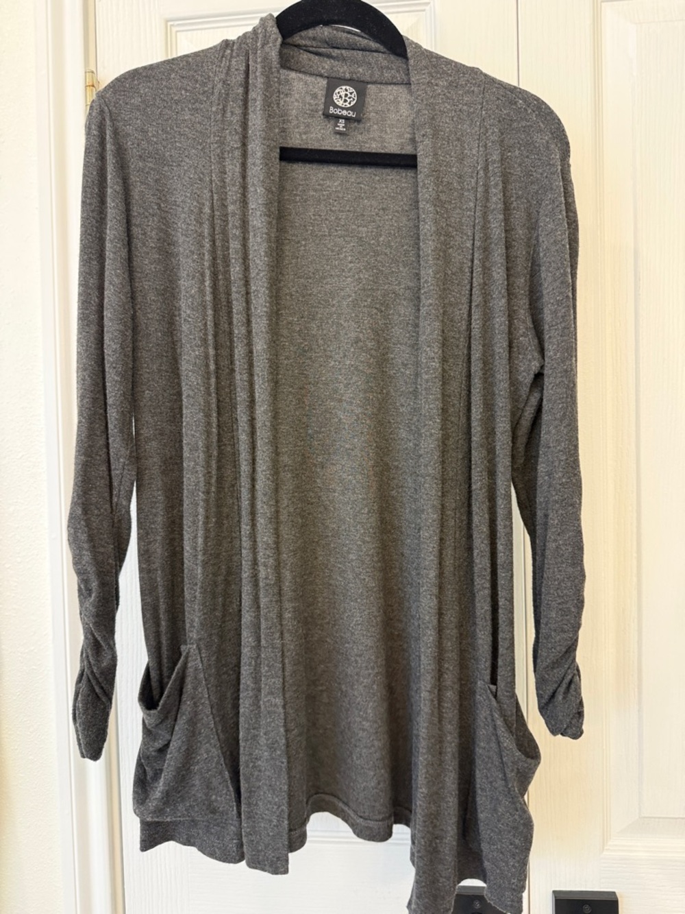 Bobeau Gray Open Front Longline Cardigan with Pockets Size XS